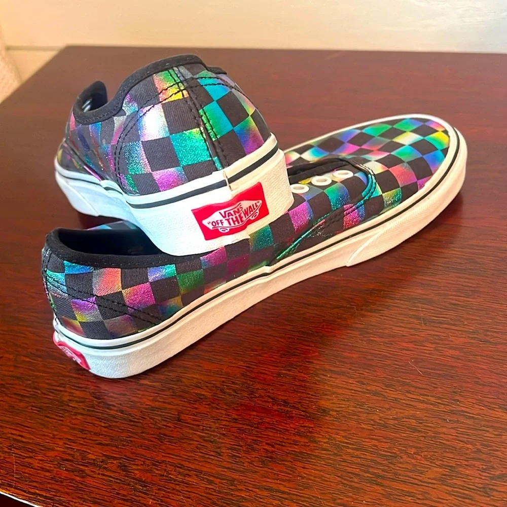🎯VANS•METALLIC CHECKERBOARD LOW TOP LACE UP•SIZE M4|W5.5|EUR35 - Picture 5 of 15